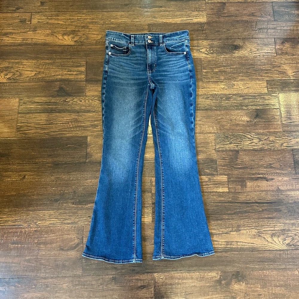 American Eagle Outfitters Dark Medium Blue Flare Jeans